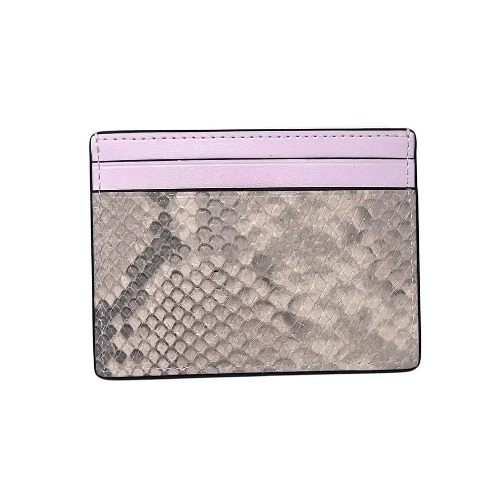 NWT Kate Spade Snake Print Slim Card Holder Pink Multi Leather Wallet $119